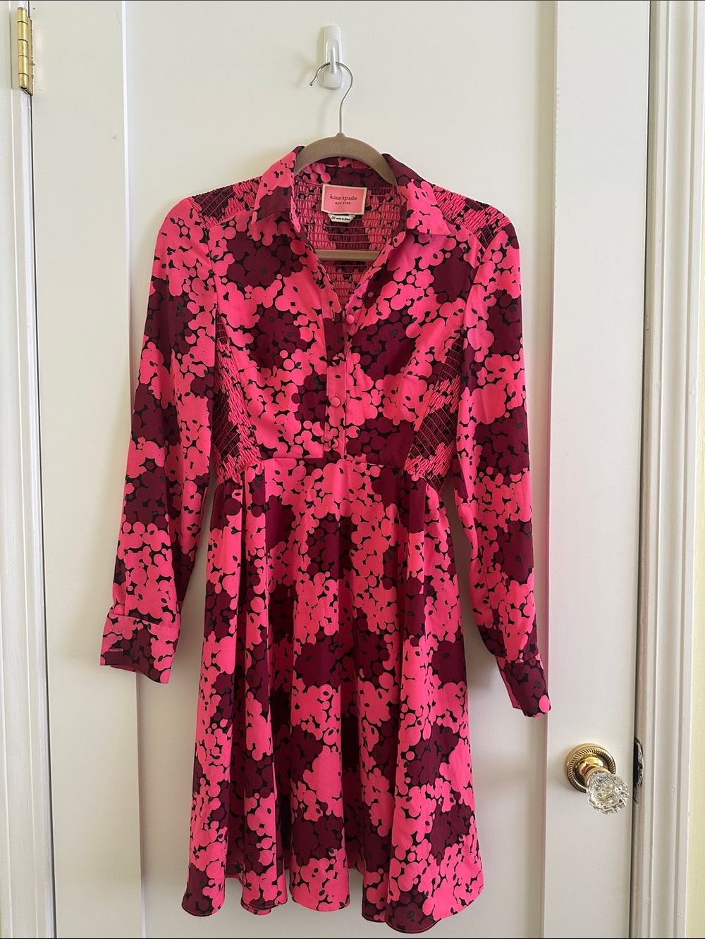 kate spade Pink and Burgundy Floral Button-Front Dress